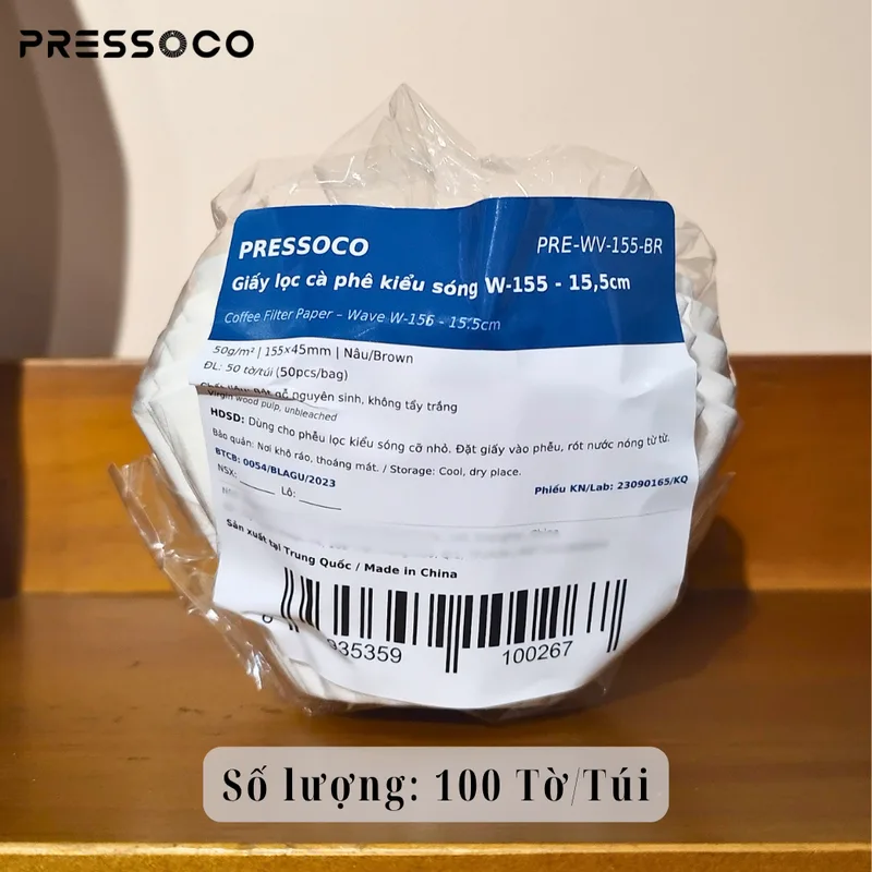 Pressoco Coffee Paper Filter Wave W-155 (100*55mm) x 50 tờ 08