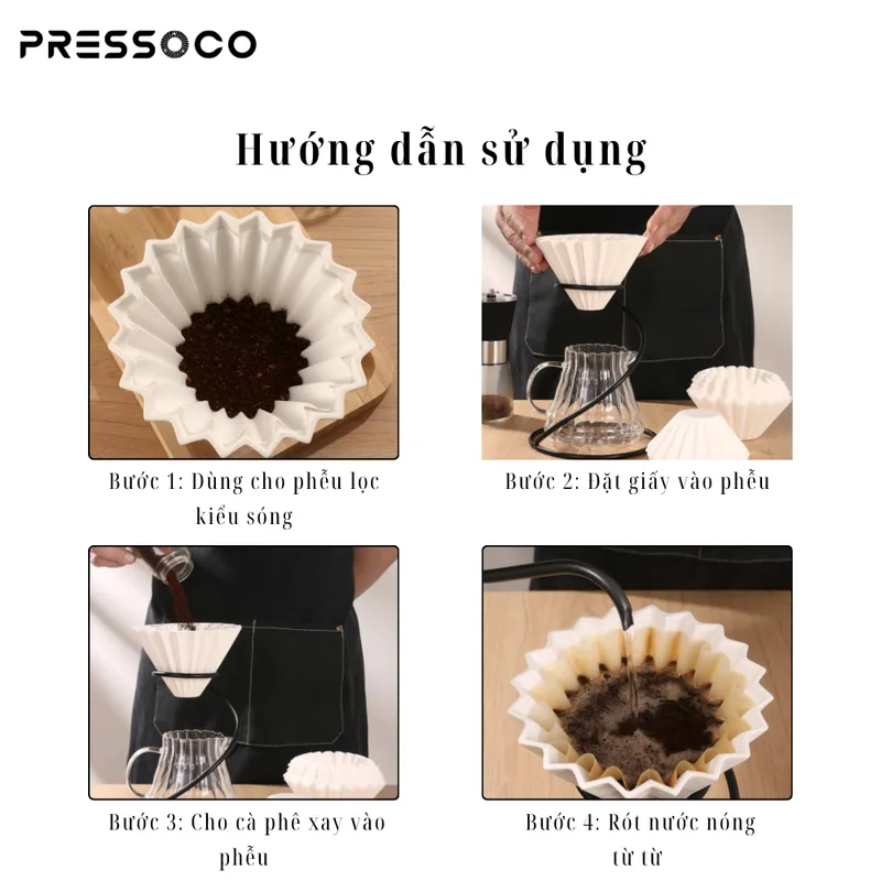 Pressoco Coffee Paper Filter Wave W-185 (185*50 mm) 08
