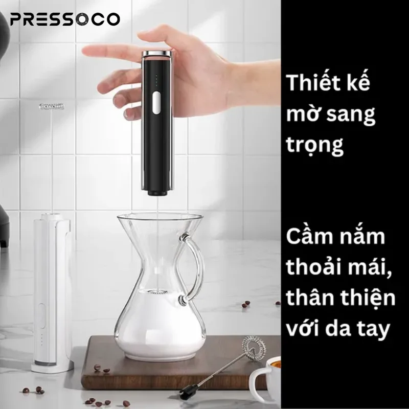 Pressoco Electric milk frother USB, White 05