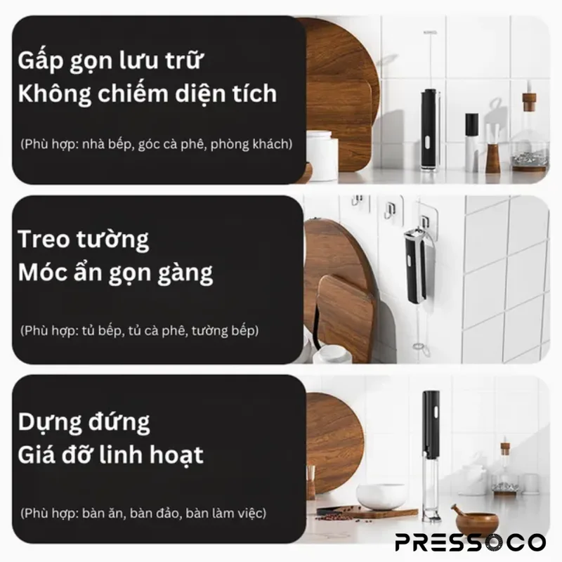 Pressoco Electric milk frother USB, White 06