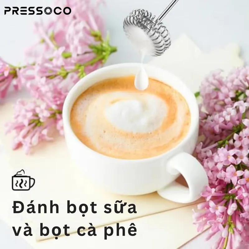 Pressoco Electric milk frother USB, White 10