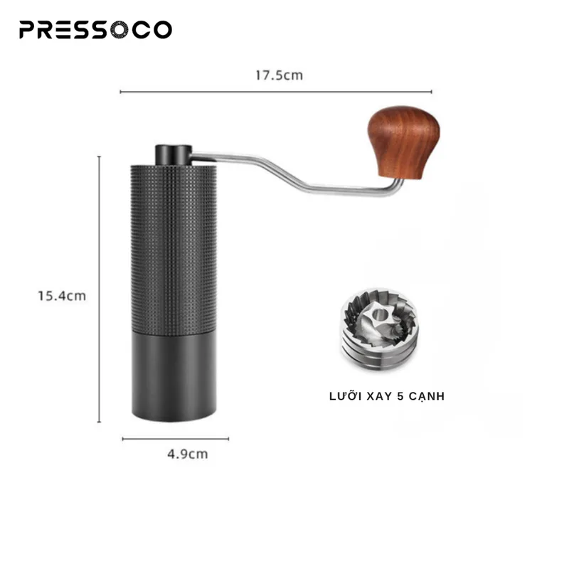 Pressoco Hand Grinder 420CNC Black - Lưỡi xay 5 cạnh 02