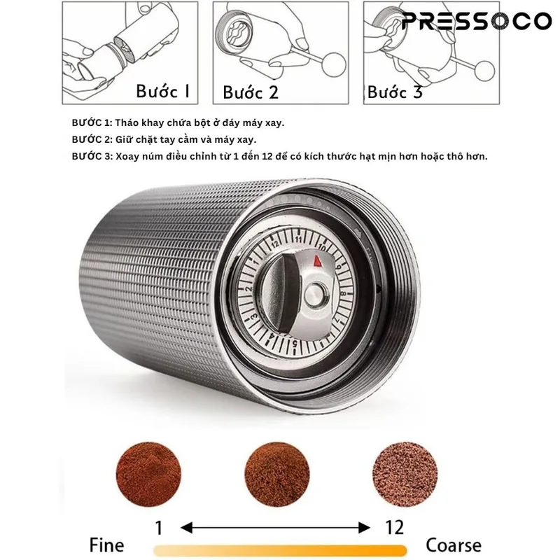 Pressoco Hand Grinder 420CNC Silver - Lưỡi xay 5 cạnh 04