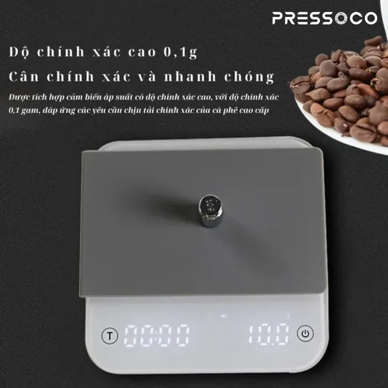 Pressoco K112E Coffee Scale Digital White 2000g, 0.1g 03