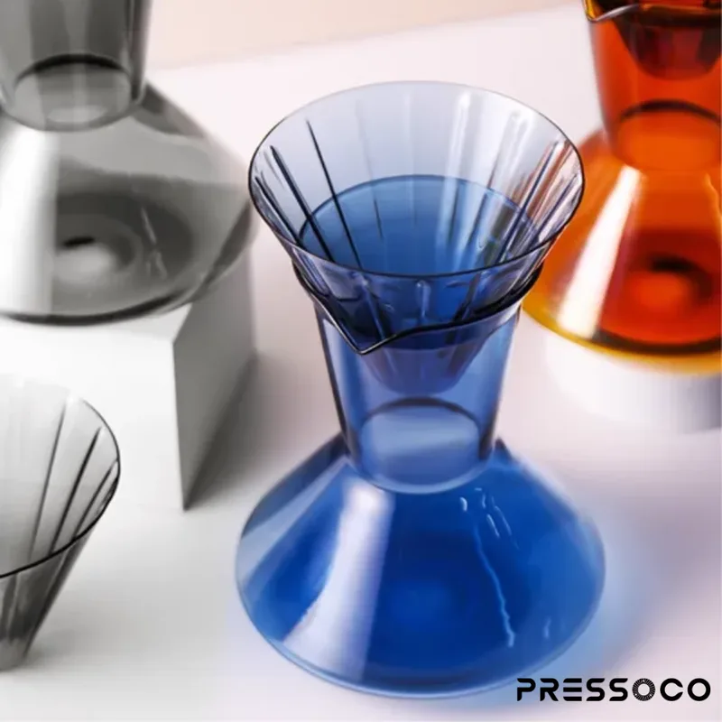 Pressoco Set Glass Pour Over - Blue (Drip Pot 600ml + Dripper 02) 04