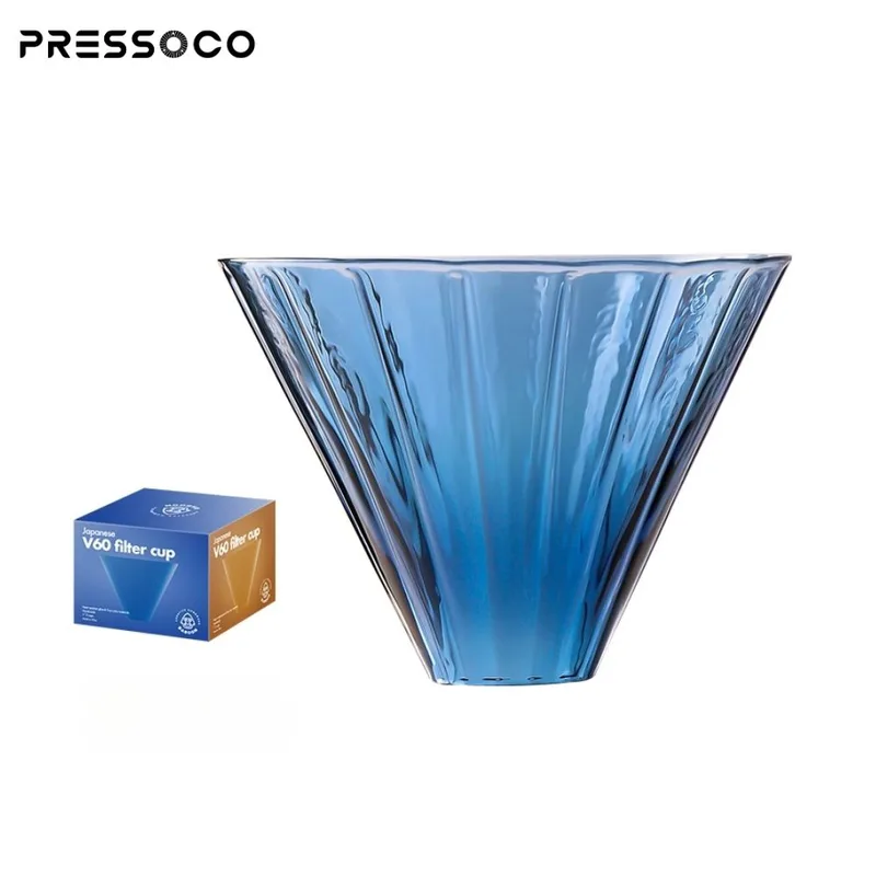 Pressoco Set Glass Pour Over - Blue (Drip Pot 600ml + Dripper 02) 06