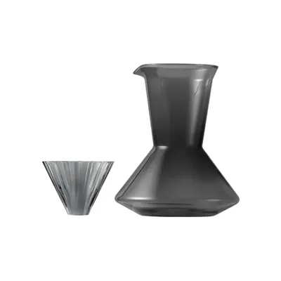 Pressoco Set Glass Pour Over - Smoke (Drip Pot 600ml + Dripper 02)