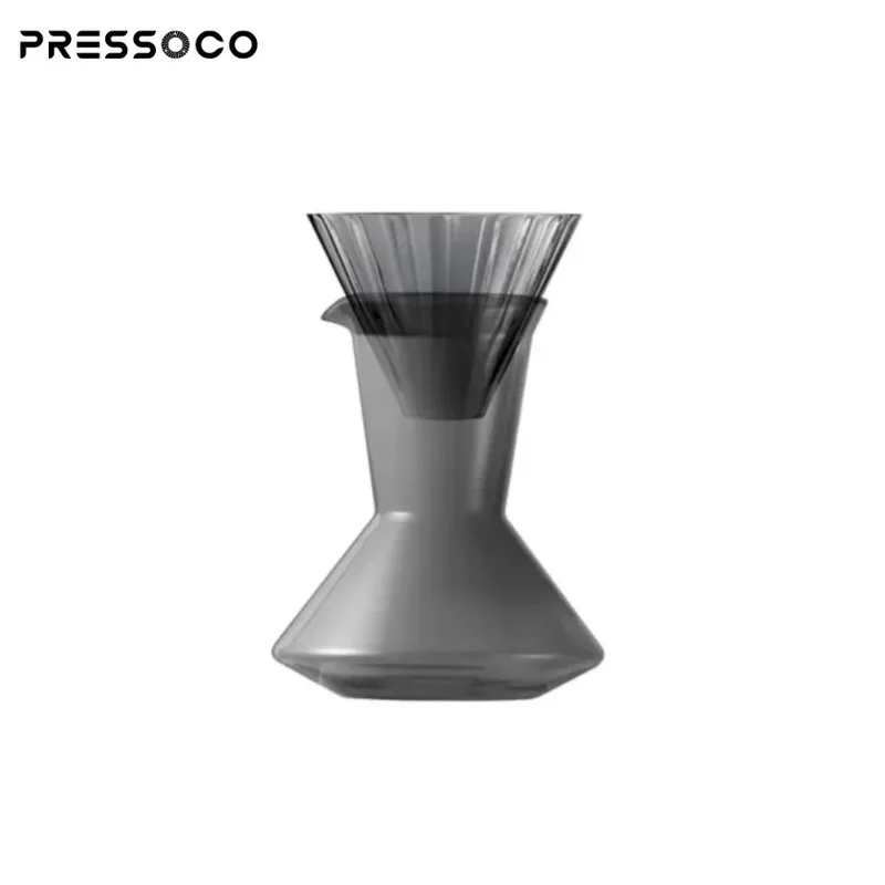 Pressoco Set Glass Pour Over - Smoke (Drip Pot 600ml + Dripper 02) 02