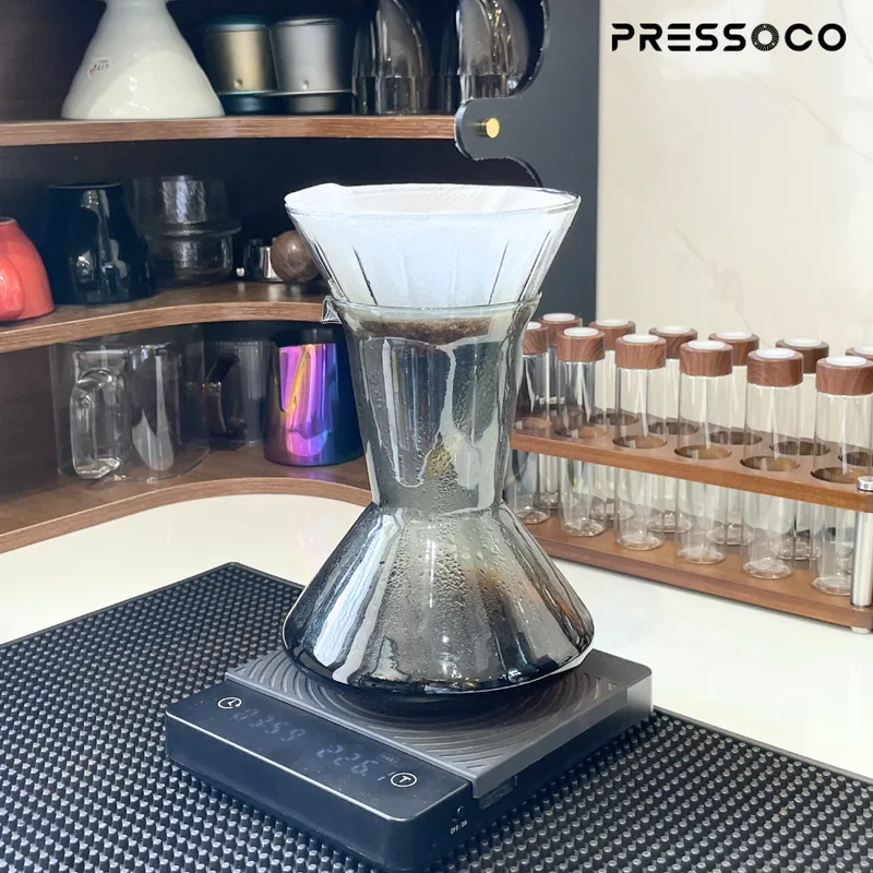 Pressoco Set Glass Pour Over - Smoke (Drip Pot 600ml + Dripper 02) 05