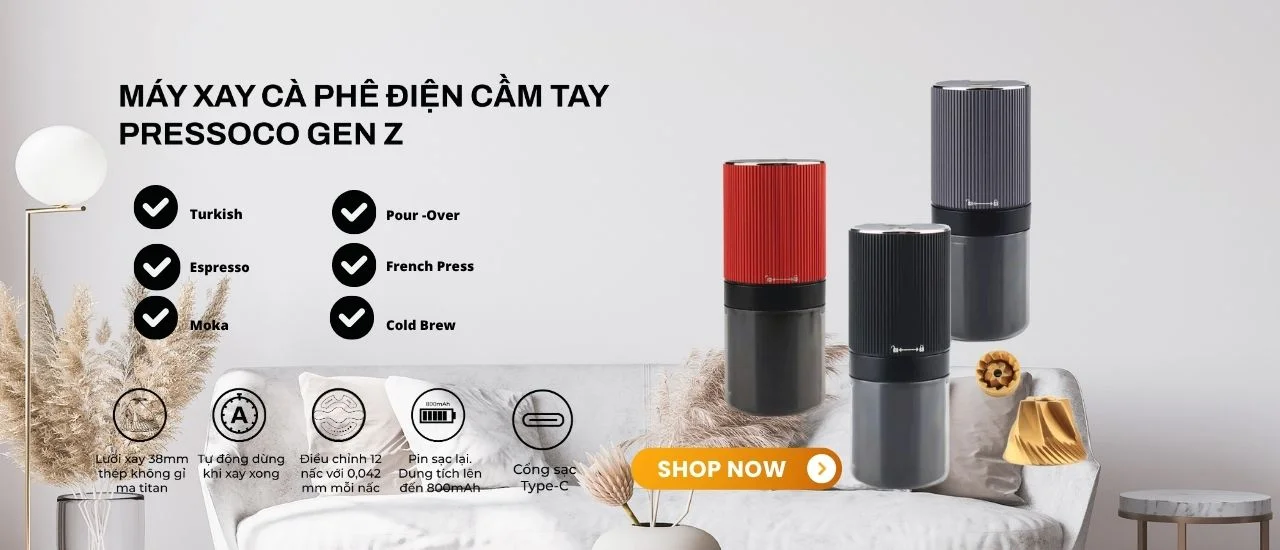 Pressoco Gen Z — máy xay cà phê điện cầm tay